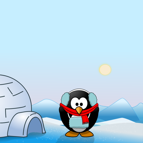 Eskimo penguin di musim dingin pakaian vektor seni klip