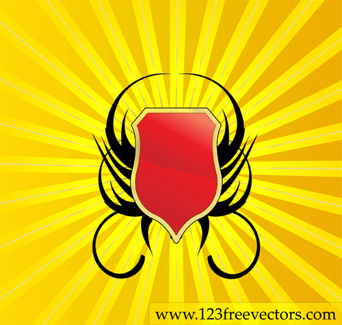 Escudo vermelho em fundo amarelo