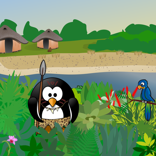 Tux on a hunt in nature vector image