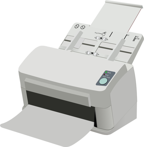 Fotorealistische scanner en printer machine vector tekening