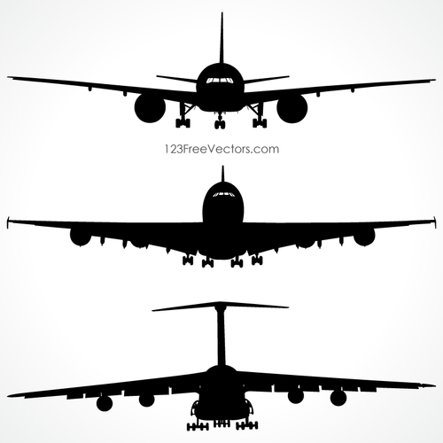 Lentokoneet siluetti edessä näkymä