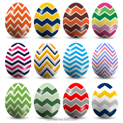 Oeufs de Pâques colorés avec motif Chevron