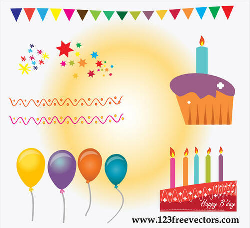 Födelsedagstårta och ballonger