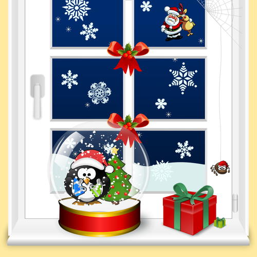 Gráficos del vector Navidad ventana casa escena