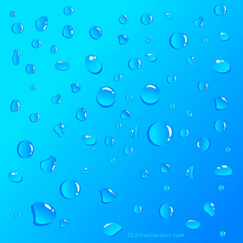 Gotas de agua sobre fondo azul