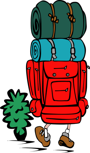 Ilustracja wektorowa o backpacker w kolorze