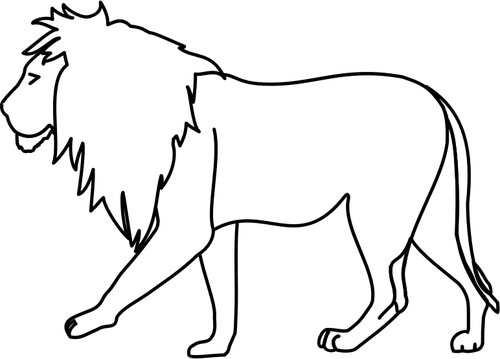 Vector image of walking lion line art