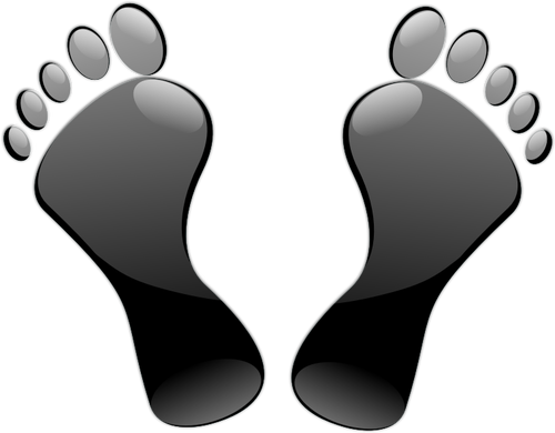 Глянцевые черные ноги отпечаток векторные иллюстрации