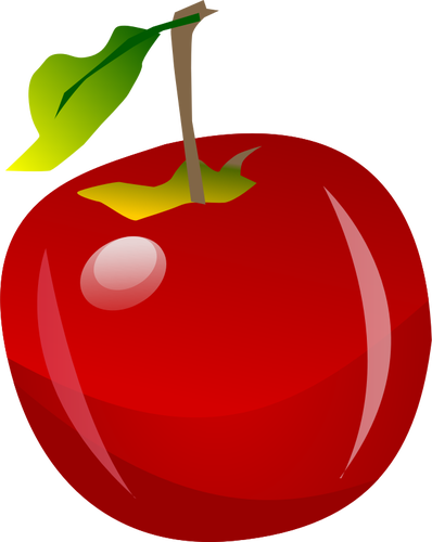 Ilustración vectorial de manzana roja brillante con punta