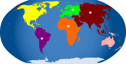 Continents numérotées