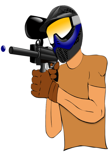 Um vetor de jogador de paintball de desenho