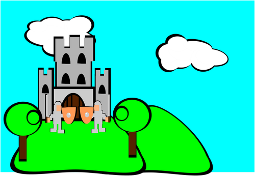 Castillo Cartoon con guardias