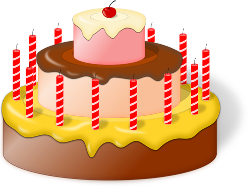 Gambar dari kue ulang tahun dengan cherry di atas