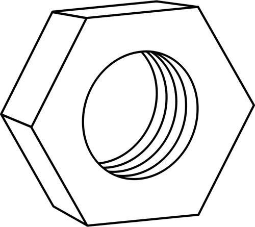 六角螺母的螺栓技术矢量绘图
