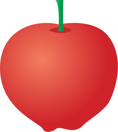 Vector drawing of assymetrical red apple