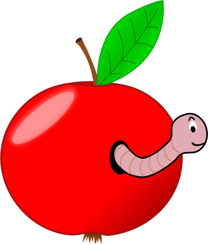 Rød eple med ormen vektor image
