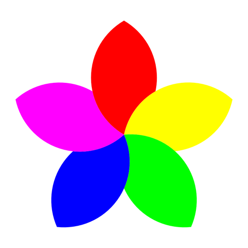 Imagen de vector de flor de 5 pétalos coloridos