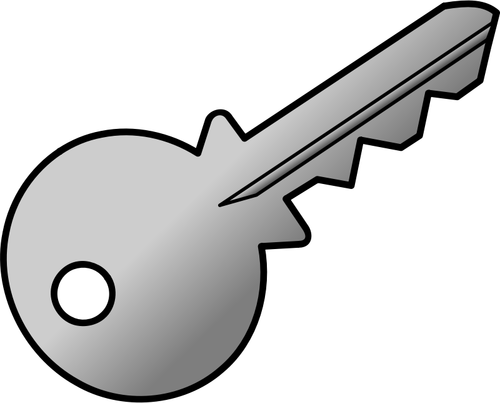 Vector clip art of grey shaded metal door key