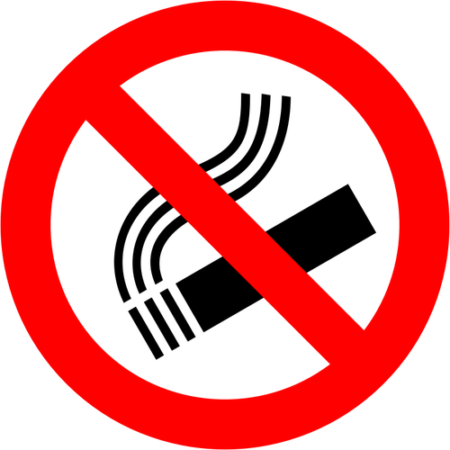 Vector graphics of tilted crossed cigarette no smoking sign