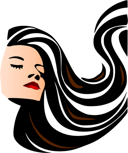 Ilustración vectorial de hermosa mujer con pelo largo ondulado