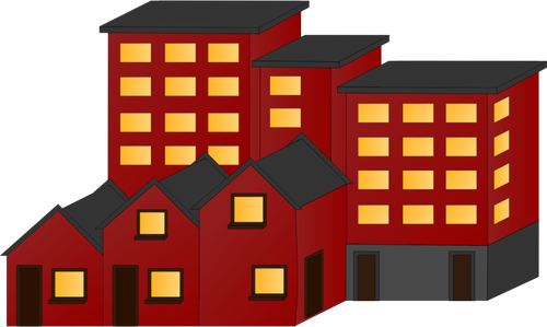 Векторная иллюстрация красный блок домов и квартир