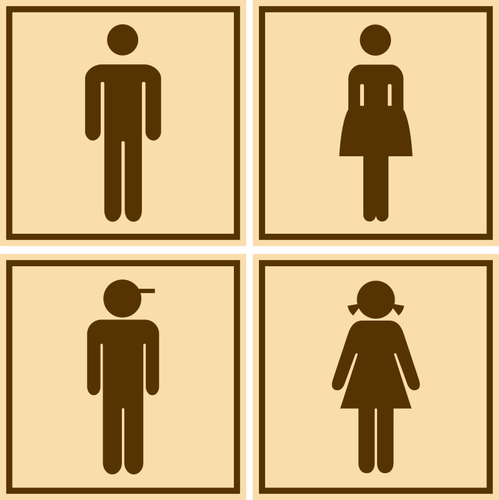 Vector images clipart de signes brun toilette rectangulaire mâles et femelles