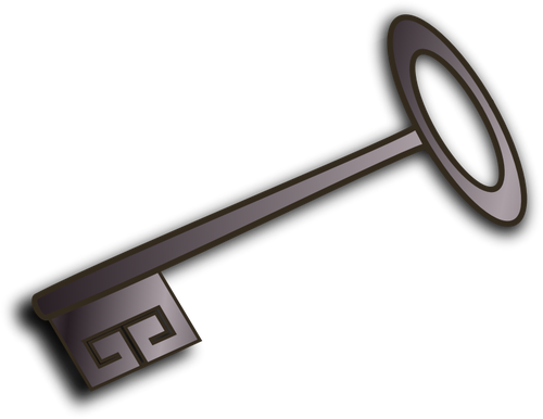 Vector clip art of old style door key with shadow