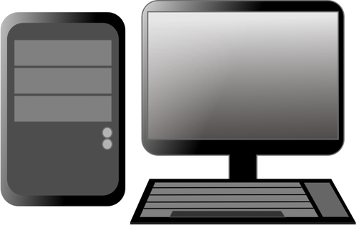 Computador CPU e imagem de monitor vetorial