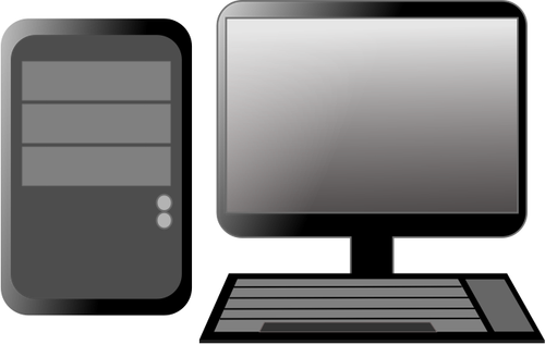 Computador CPU e imagem de monitor vetorial