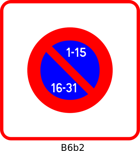 Entrar en área de estacionamiento unilateral alternando dibujo vectorial de signo de carretera bi-mensual francés