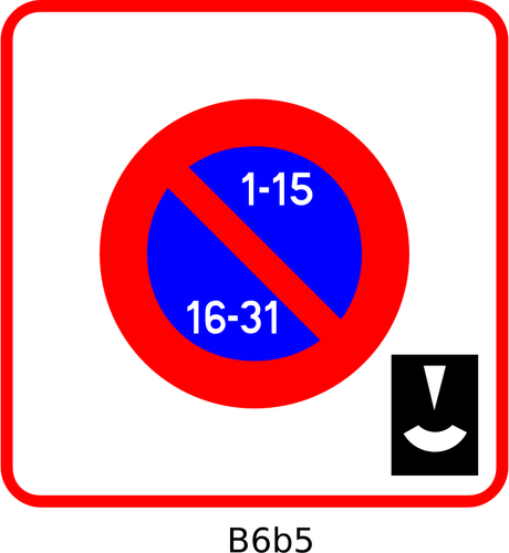 Vector image of unilateral parking area alternating bi-monthly French road sign