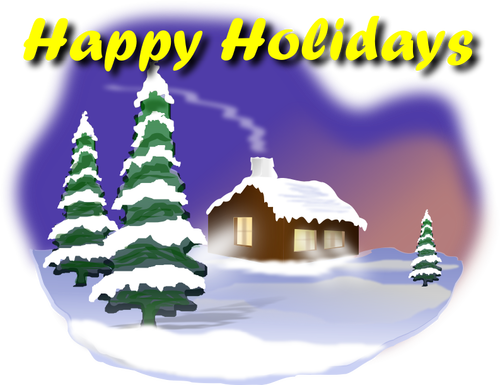 Happy Holidays winter idylle kaart vectorafbeeldingen