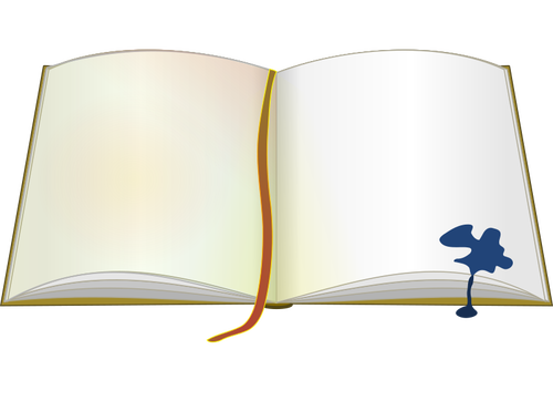 Öppen bok med bokmärke