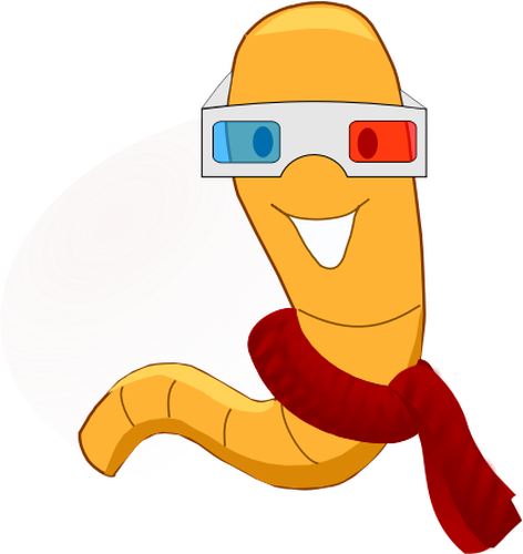 Worm di cinema con occhiali 3D grafica vettoriale