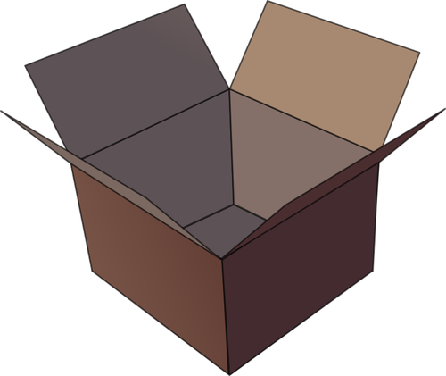 어두운 갈색 오픈 골 판지 상자의 벡터 이미지