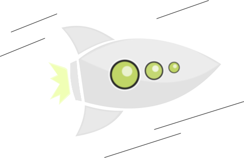 Vektorové grafiky létající raketa s zelených oken