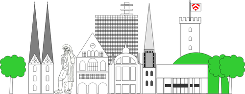 Здания города Билефельд векторной графики