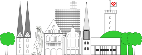 Bielefeld cityn vektorigrafiikan rakennukset