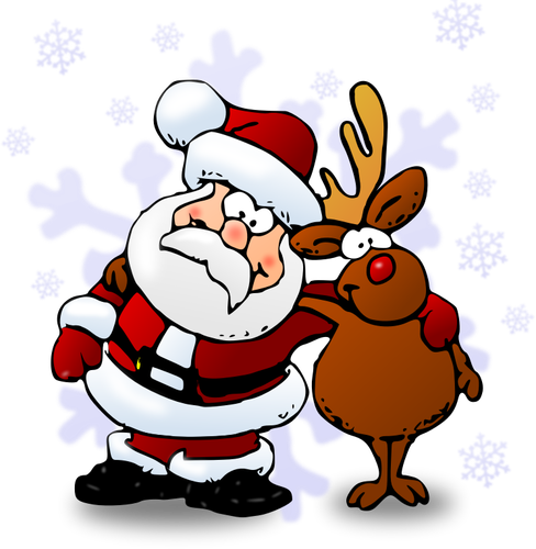 Santa dan raindeer warna ilustrasi vektor