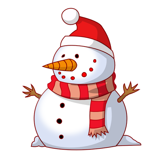 Vector bildet av snowman med rødt skjerf