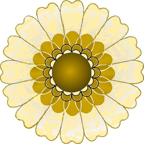 Vektor ClipArt-bilder av stora kronblad guld blomma