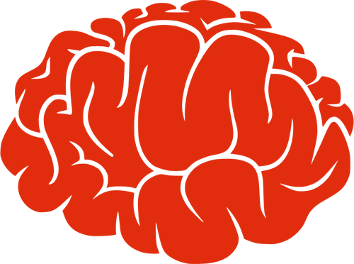 Rote Silhouette von einem Gehirn-Vektor-Bild