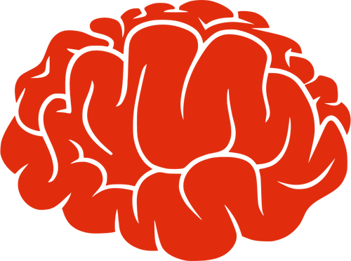 Rojo silueta de una imagen vectorial de cerebro