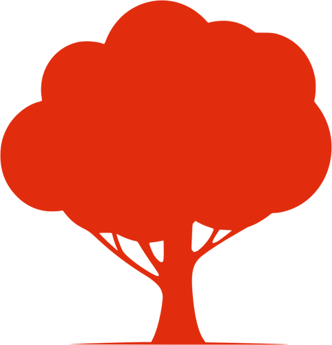 Grafis vektor merah siluet pohon