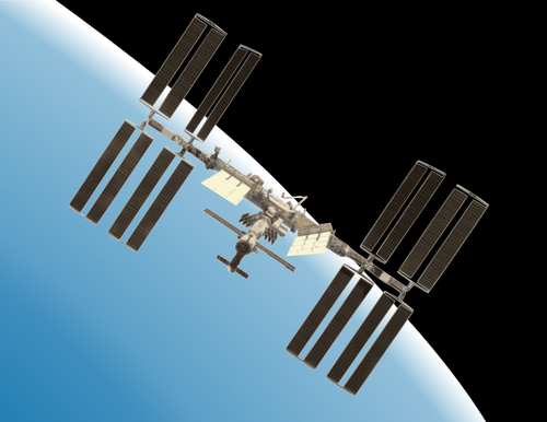 Estación espacial internacional con la ilustración del vector de tierra