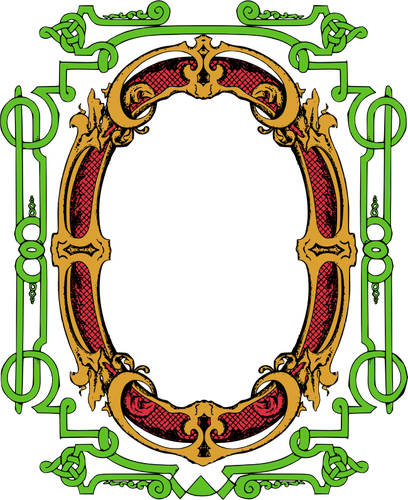 लाल और हरे रंग अलंकृत फ्रेम के वेक्टर क्लिप आर्ट