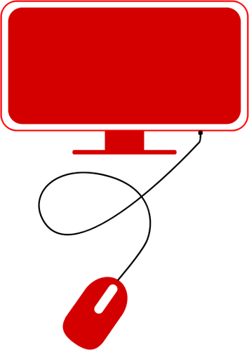 Computador moderno vermelho ícone vector clip-art