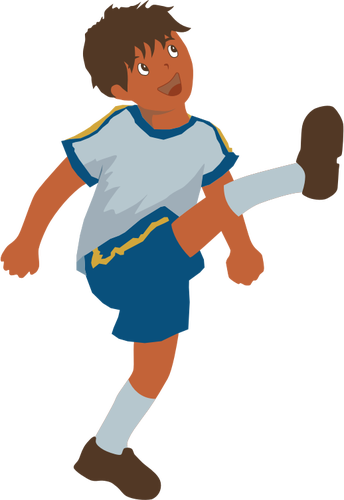 صورة متجهة لصبي صغير يلعب كرة القدم