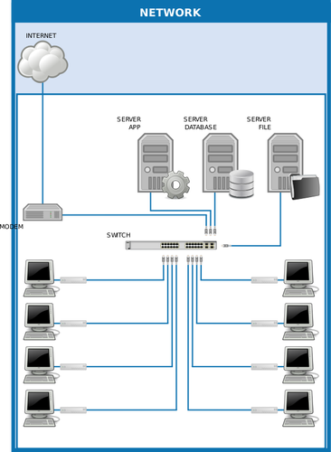 Vektorové kreslení z počítače síťový diagram s cloud