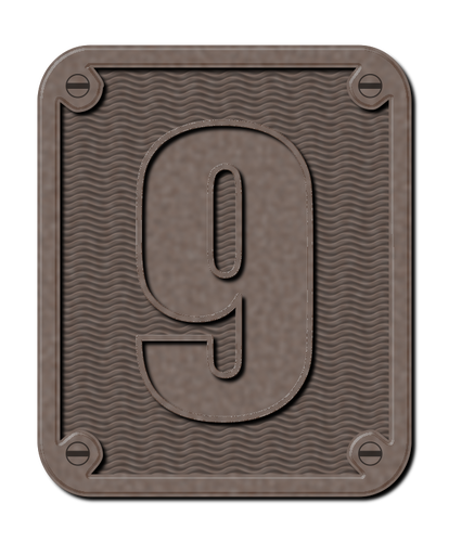 Metal number nine clip art